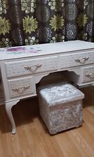 Unique Dressing  Table+Mirror+Pouffe+ Cream Upcycled Bedroom Storage Furniture 