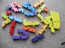 Alphabet interlocking wood blocks