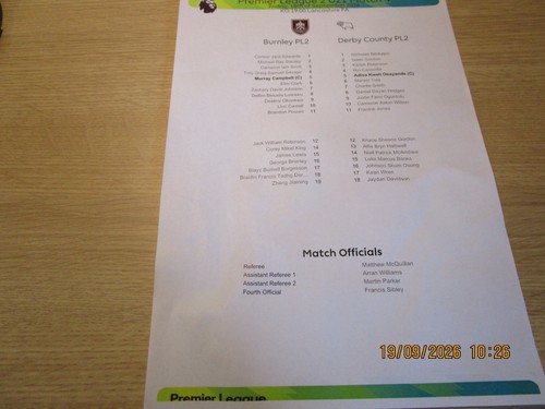 Burnley u21 v derby - ,
