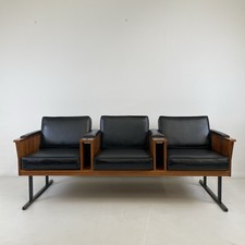 Retro Sofa vintage Hair Salon 3 Seater bench Shop Prop Black Bench