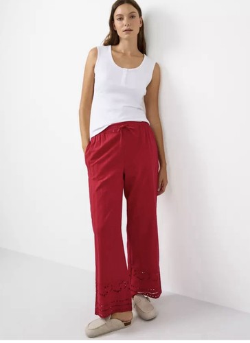 Pure cotton red broderie - cotton, trim