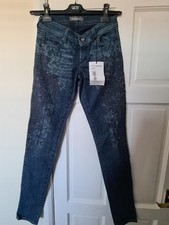 Ermanno Scervino Designer Womens Blue Skinny Jeans Size 40 Waist 29" Embellished