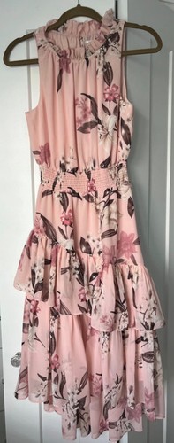 Eliza pink floral chiffon - pink,