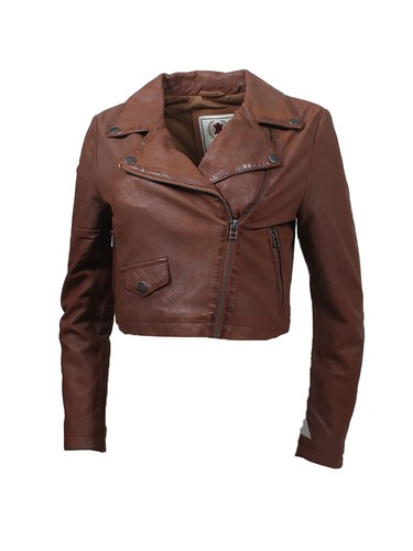 Ladies biker leather jacket - ladies,