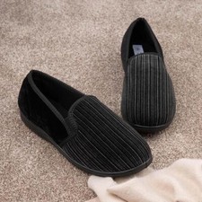 The Slipper Company Mens Slippers Black Adults Full Slip On Elasticated SIZE