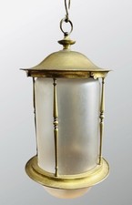 Old Brass Cylindrical Hall Porch Pendant Lantern Light -