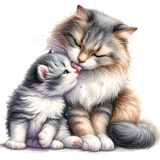 Adorable Maine Coon Cat Vinyl Sticker Decal│Kitten Wall Tile Phone Car Graphic