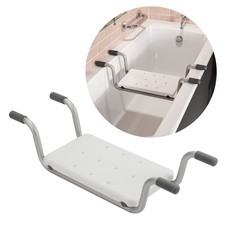 Croydex White Easy-Fit Bath Bench Seat for Bath, Disability Aid, Non-Slip Handle