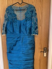 Beautiful Dress and Matching Jacket Teal Colour Size 14 16 Excellent Condition