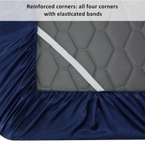 Lirex Navy Blue Satin Fitted Sheet|Double Bed| Luxurious Mattress Cover