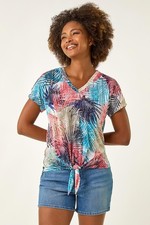 NEW ROMAN TOP Coral Burnout Cold Shoulder Top Size UK 12