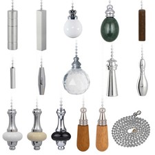 ElekTek Bathroom Ceiling Light Pull Cord Switch Fob Handle & 80cm Chrome Chain