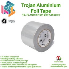 Aluminium Foil Tape Rolls 48/72/96mm x 45m Heat Insulation Self Adhesive Duct