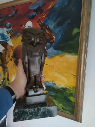 Heavy bronze owl sculpture - heavy,