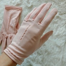 Vintage Elegant Fabric Pale Pink Pair Gloves Size S Victorian Wedding 50's 60's