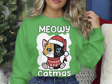 Christmas Sweatshirt Meowy Catmas Funny Cat Xmas Sweater Christmas Jumper Day