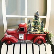 Vintage Classic Pickup Red Truck Tree Farm House Rustic Christmas Decor