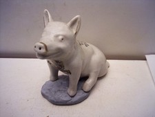 HANLEY crested china Souvenir  PIG figurine sitting 8 cm
