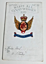 ORIG WW1 COLOUR POSTCARD  ROYAL FLYING CORPS OCTOBER 1916 WITH RFC CREST