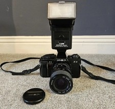 Minolta X9 35mm Film SLR Camera w/Md zoom 28-70mm 1:35-4.8 lens & M500 CS Flash