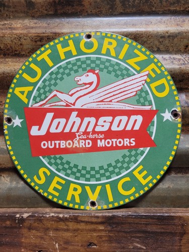 Vintage johnson porcelain sign - porcelain,