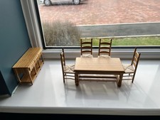 1/12 dolls house furniture job lot bundle dining room set table chairs cupboard 