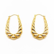 Genuine 9ct Yellow Gold Fancy Creole Hoop Earrings Size Options Available