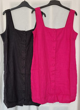 Next Women's Sleeveless Pink or Black Linen Blend Shift Dress