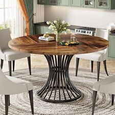 Tribesigns Round Dining Table for 4-6 People, 75 CM Tall Farmhouse Dinning Table