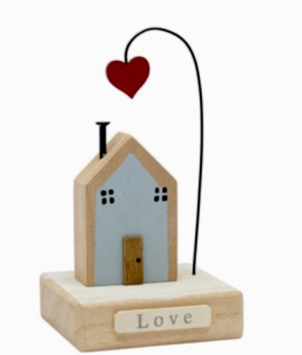 Love wooden house on base - wooden,