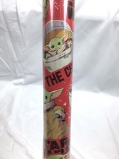 70 sq ft Mandalorian Child Yoda Red Christmas Gift Wrap Wrapping Paper 1 Roll