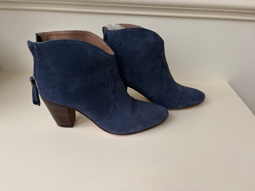 Navy blue suede jigsaw ankle - suede,