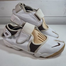 Nike Sandals Men Size UK 9 Air Rift White Leather/Brown Split Toe  Sandals Shoes