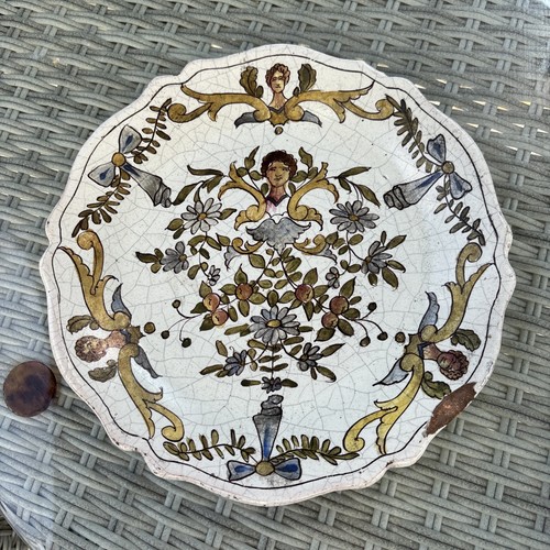 Antique french faience plate - french,