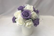 Wedding Bouquets lilac Ivory Rose flowers Bride Bridesmaid buttonholes posy wand