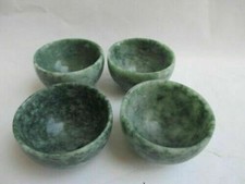4PCS Chinese hand carved jade small bowl tea cup set TRR