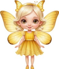 Watercolour Golden Fairy Wall Art Bedroom Laptop Car Vinyl Sticker Decal 6 Sizes