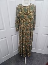 Luella Green Leaf & Animal Print Maxi Dress Size 12 To 14 