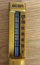 Econ Temperature Thermometer 0-120 Celsius Industrial Brass - Glass Tube - Blue 