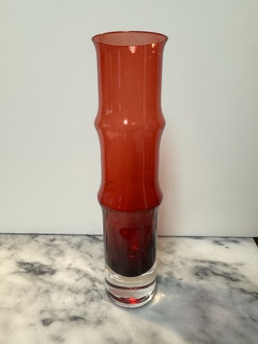 Vintage red bamboo vase - vintage,