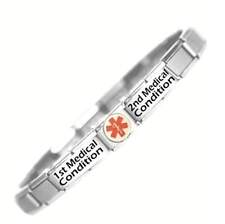 Custom Made two conditions Medical Alert Stainless Steel Bracelet - Adjustable