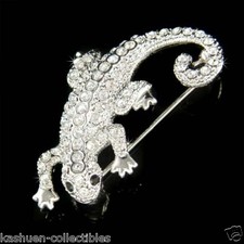 ~Iguana Lizard REPTILE Gecko Salamander~ made with Swarovski Crystal Pin Brooch