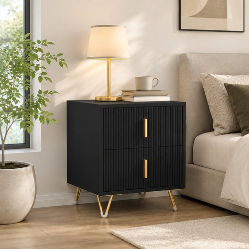 Fluted bedside table - fluted,