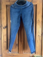 Genuine Spanx Distressed Blue Leggings Size L UK 16/18