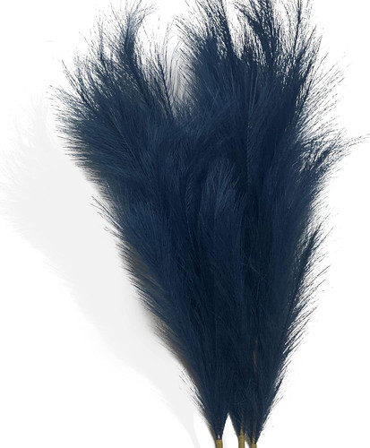 Navy blue faux pampas - blue,