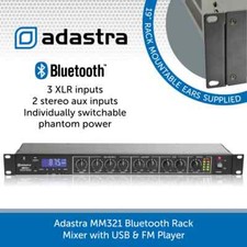 Adastra MM321 Bluetooth Rack Mixer USB FM Radio XLR RCA Inputs Professional 19"