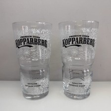 Set of 2 Kopparberg Map Design Swedish Cider One Pint Tumbler Glass Nucleated