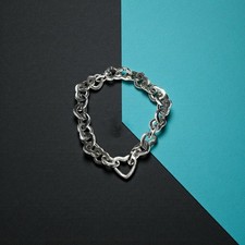 Vintage Tiffany & Co Heart Link Bracelet 925 Silver