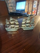 2x Vintage Brass Galleon