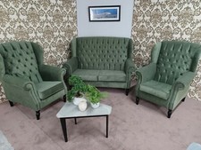 Chesterfield Style New Queen Anne set high back wing sofa and chair
